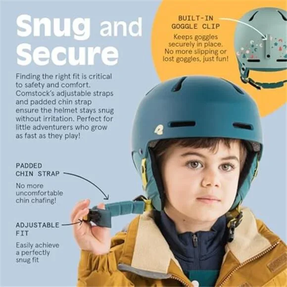 Kids Ski Helmet Snowboard Helmet Adjustable Winter Sports Gear with Goggle Clip